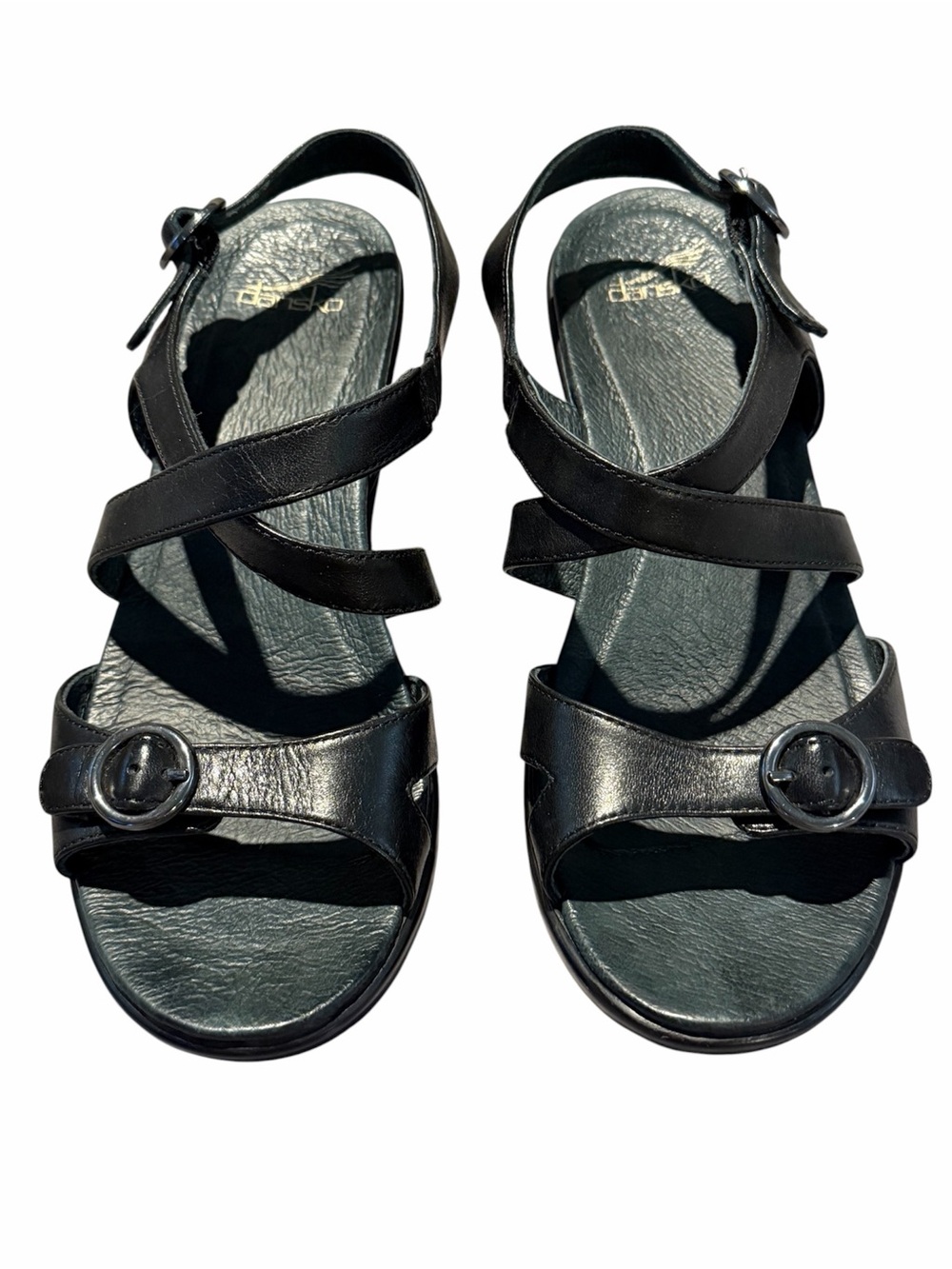 Dansko Julie Black Leather Strappy Wedge Sandals Size 40 9.5/10 Adjustable